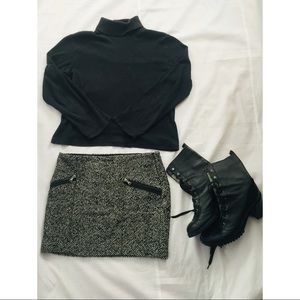 🤍tweed mini skirt-black and white szM EUC🤍
